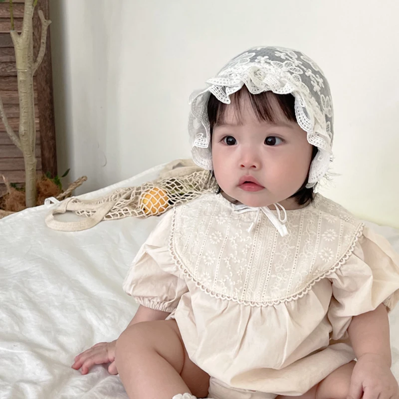 الدانتيل زهرة الطفل قبعة مطرزة الأزهار كشكش الأمير...