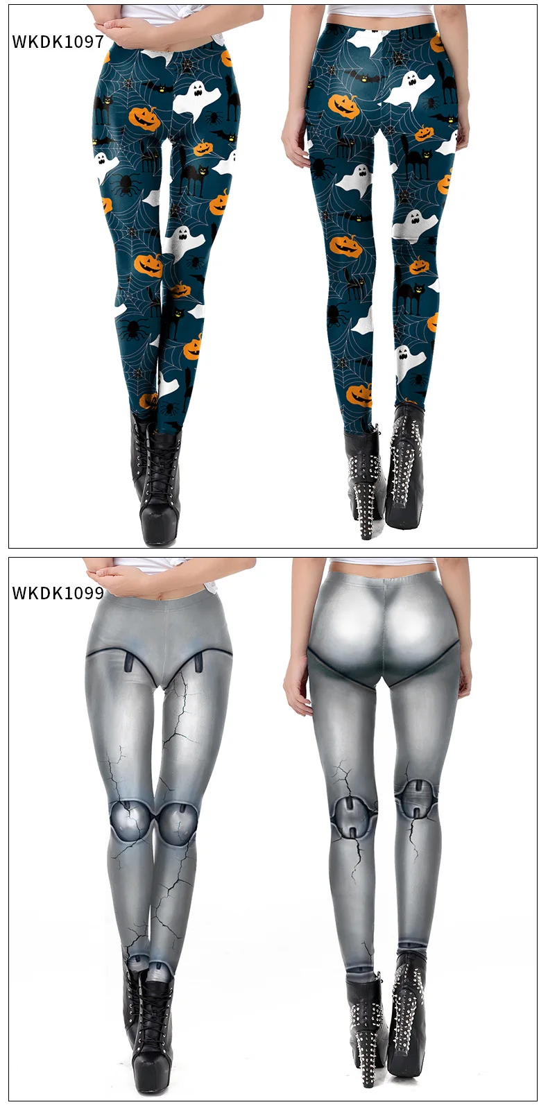Nadanbao Halloween lustige Weihnachts feier Leggings Frauen Skelett druck sexy Strumpfhose Hose weibliche mittlere Taille elastische Hose – Detail 14