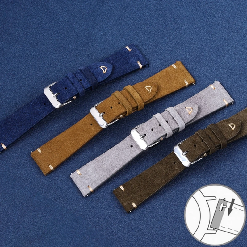 Cinturino Per Orologio In Pelle Scamosciata 20Mm 22Mm Cinturino Di Ricambio Per Cinturino Vintage Per Omega Seamaster Per Bracciale Con Cuciture Fatte