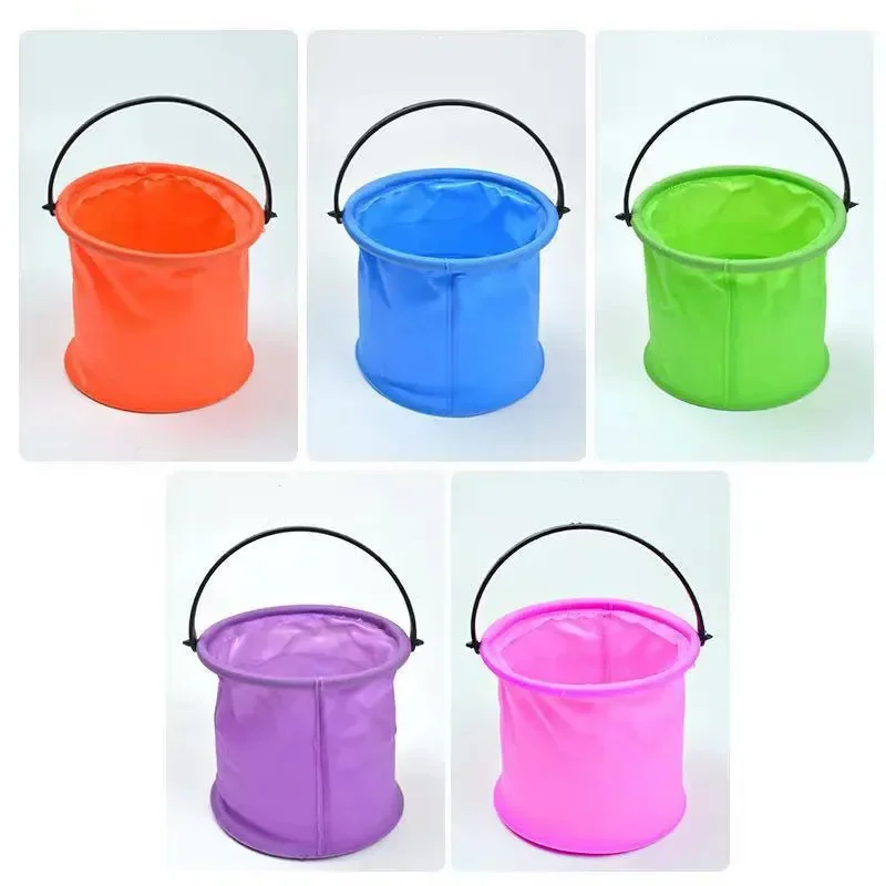 Beach Sand Play Bucket Toy Folding Collapsible Portable Bucket Gardening Tool Outdoor Pool Play Tools Toy Kid Child Summer Favor 3