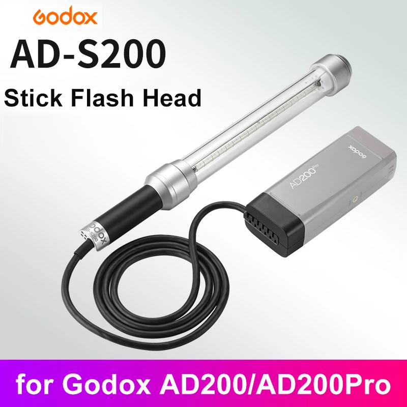 Godox Ad-S200 Stick Flash Head 200Ws 5800K + 200K Handheld Led Stick Light Per Ad200 Ad200 Pro Speedlite Flash Light