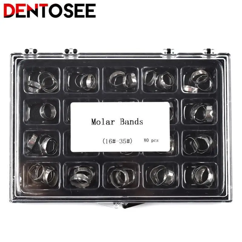 80PcsDentalMolarPlainBandStraightArchWireBandsRingMBTROTH16