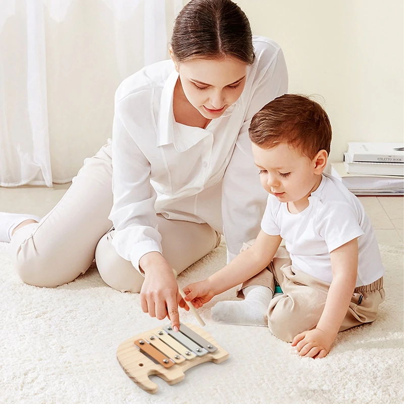 Montessori Wooden 5 Tones Multicolor Xylophone Wood Musical Instrument Toys For Baby Kids Puzzles Early Learning Games Baby Gift 5