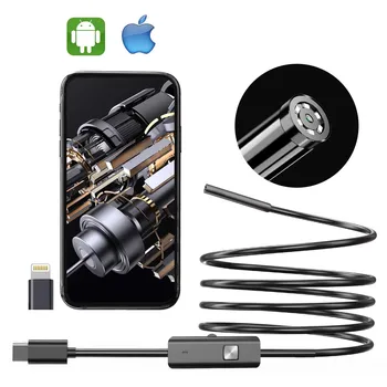 Endoscope Camera with Light 1080P HD Borescope Tools With  LED 8mm IP67 Waterproof Inspection Camera For iOS and Android 1