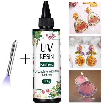 UV Resin Glue 20g/50g/100g/250g/1000g Epoxy Resin and UV Lamp High Transparency Fast Drying and High Hardness for DIY Jewelry