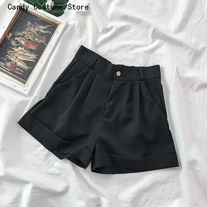 Chic Casual Soft Daily Ladies Trousers Basic Loose Woman Bottom All-Match High Waisted Shorts Women Simple Japanesestyle