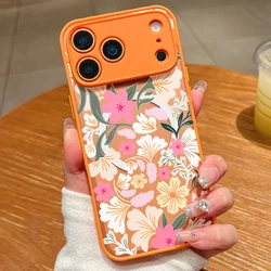 Magnetic Colorful Flower Phone Case with Soft Edge Acrylic Cover for iPhone 17 Pro Max (A674 Orange)