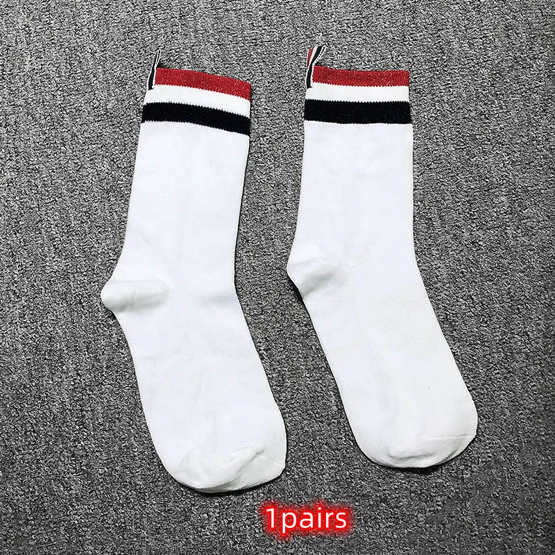 

TB THOM Socks Luxury Brand Breathable Sports Solid Middle Socks Classic Comfortable Summer Cotton Ankle Stripes Socks
