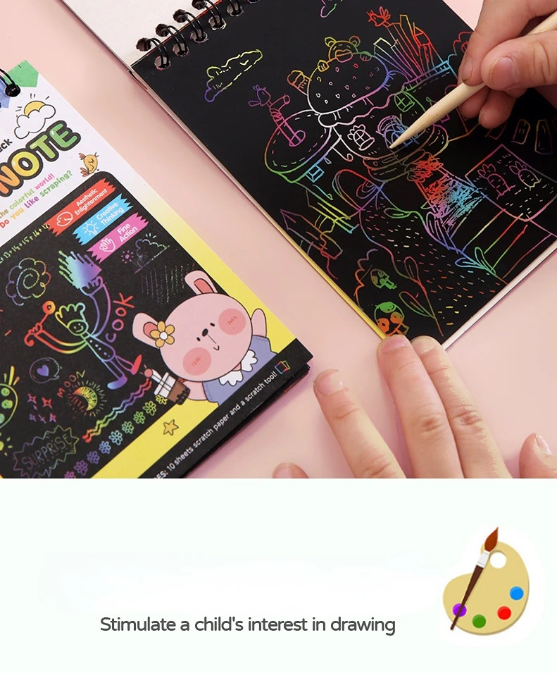 Rainbow Magic Scratch Paper Sett for Kids Kunst Skraping Male Leker DIY Graffiti Bok Barn Montessori Pedagogiske Leker Stuff