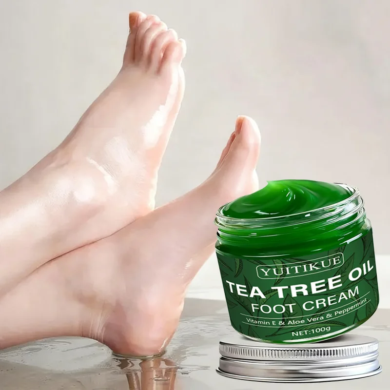 YUITIKUE שמן עץ התה קרם לרגליים עם ויטמין E, אלוורה ומנטה, טיפוח יומי, קרם לחות לרגליים