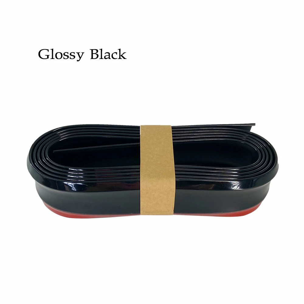 2.5M Car Front Bumper Lip Rubber Car Bumper Protectors Body Spoiler Glossy Exterior Mouldings Lips Accessories