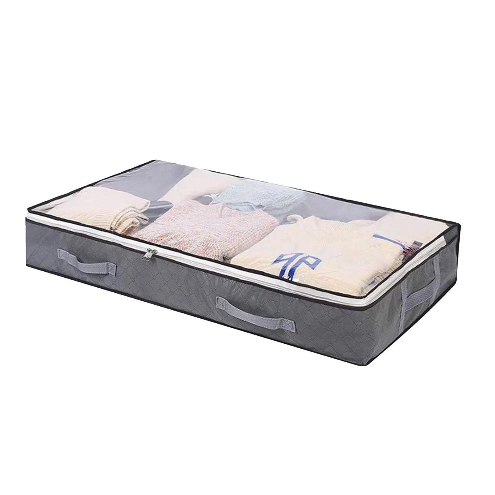 Foldable Under Bed Storage Bag Quilt Organizer Bag Large Capacity Dustproof Clothes Bag with Clear Window & Handles for Bedroom 5