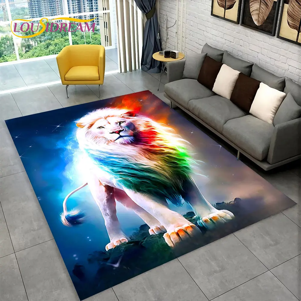 New Dream Lion Animal 3D Area Rug Large,Carpet Rug for Living Room Bedroom Sofa Doormat Decoration,Kid Play Non-slip Floor Mat