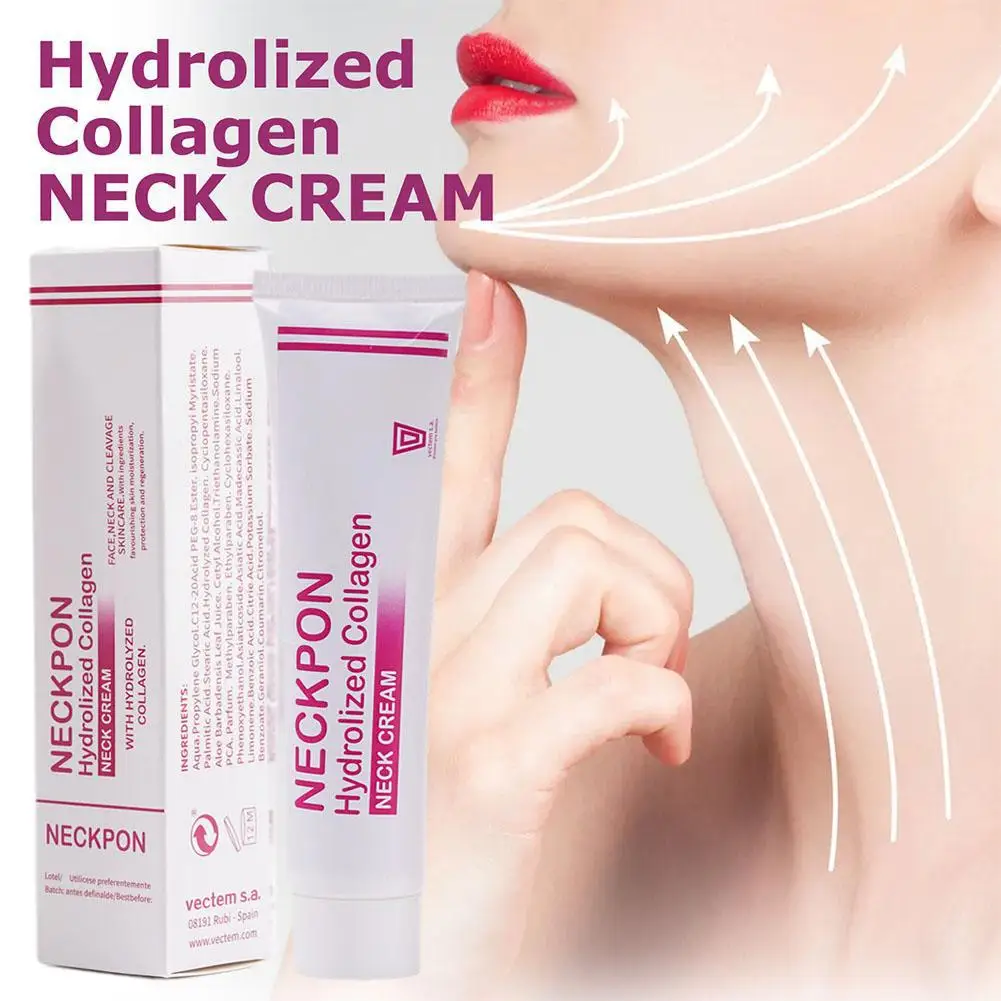 40g Hydrolyzed Collagen Neck Cream Face Lifting Firming Lightening Lines Care Lotion Moisturizer Neck Rejuvenation