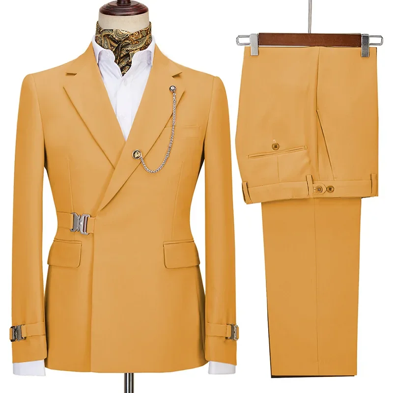 new casual men's suit slim two-piece business Korean version of the groom and best man wedding dress