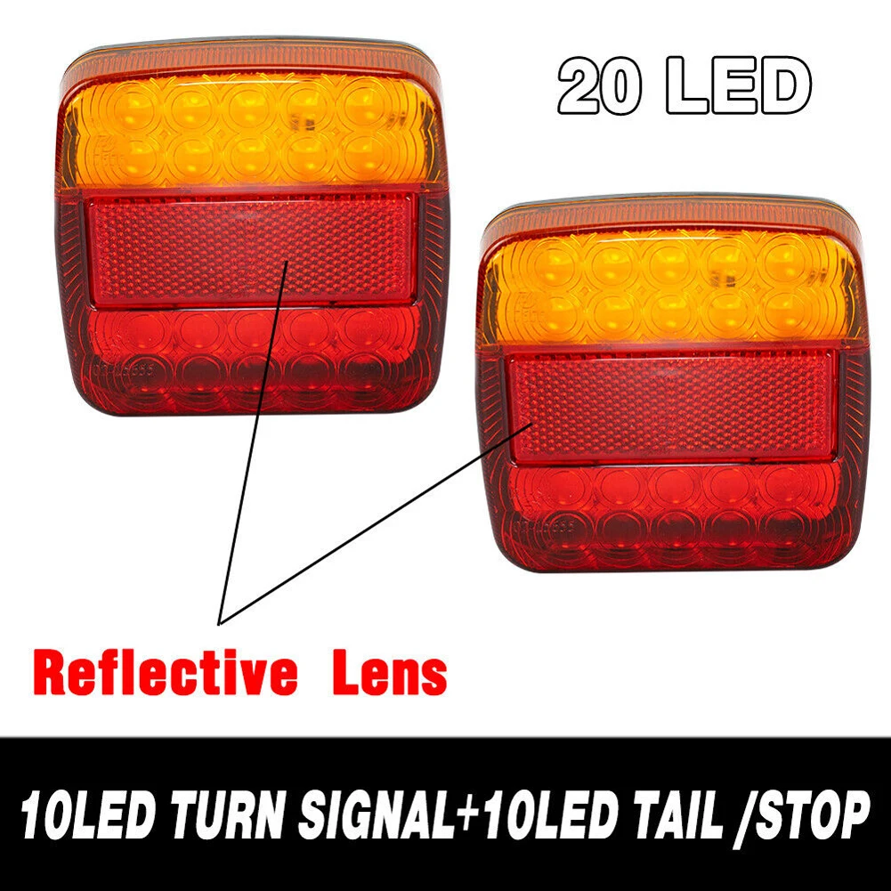 2Pcs Trailer Tail Lights Super Bright 12V Taillight Turn Signal Indicator Rear Reverse Brake Stop Lamp for Truck Caravan