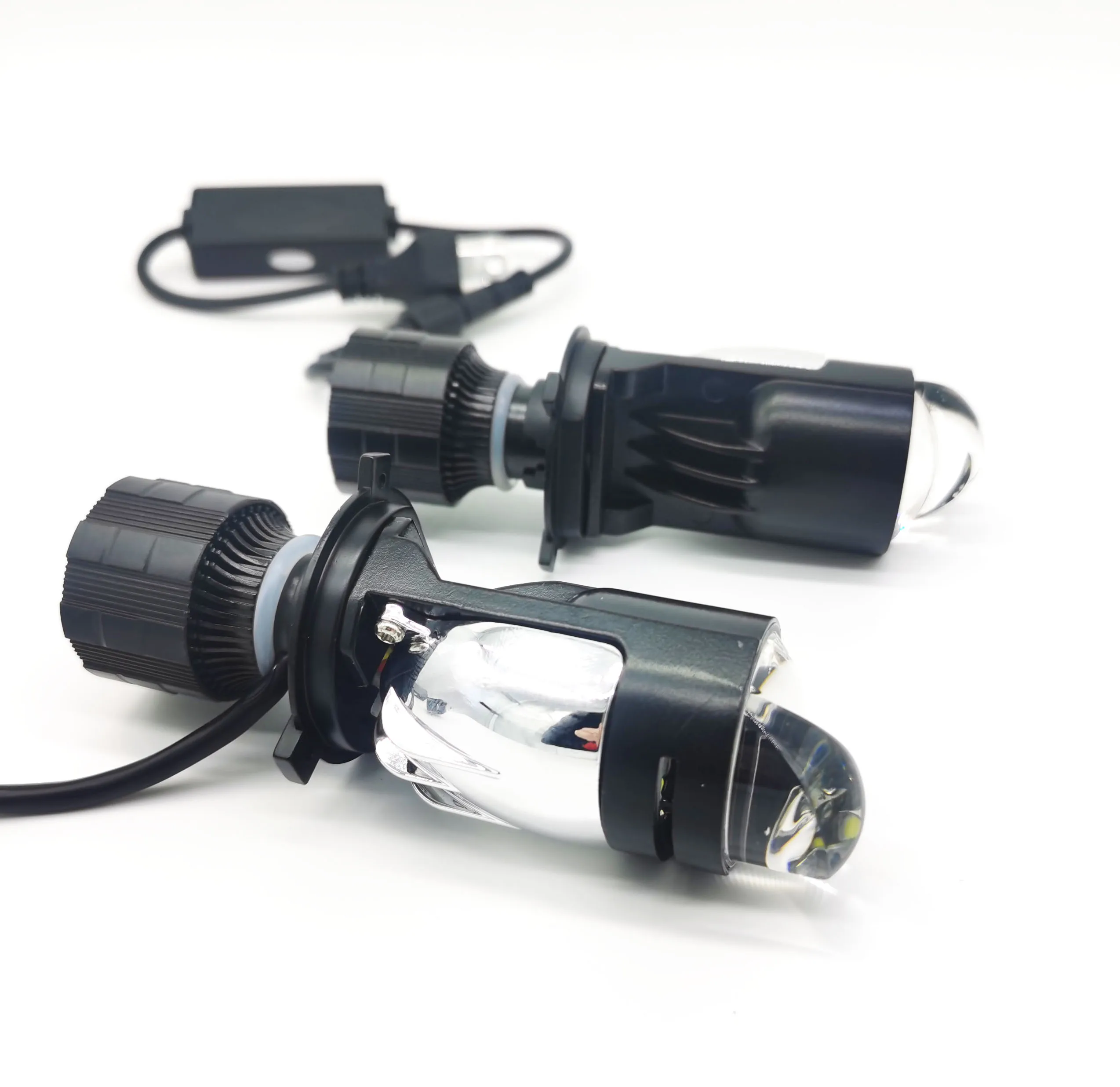 KEPMA LED 2PCS H4 Bi-LED M01K Mini Projector Lens LHD Headlight Kit Bulbs Hi/Lo Beam 50000LM