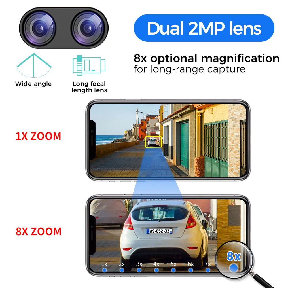 Hiseeu 4MP Dual Lens PTZ Wifi IP Camera 8X Zoom Outdoor HD Full Two-Way Voice Human Detection Video Surveillance Cameras 5V 4