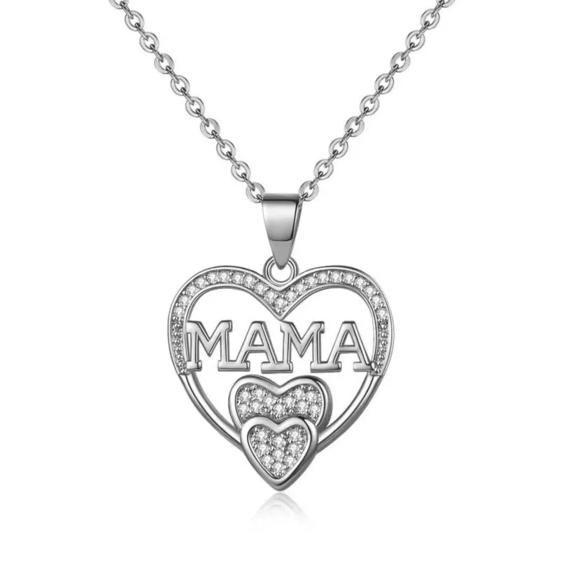 Elegant Mama Heart-Shaped Necklace for Women Simple Fashion Choker Necklace Daily Wear Jewelry Mother's Day Gifts