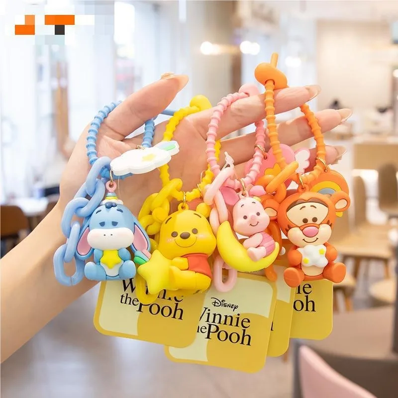 

Disney Cartoon Keychain Winnie Piglet Tigger Eeyore Anime Figures Keychain Backpack Pendant Key Decorate Creative Gift for Kids