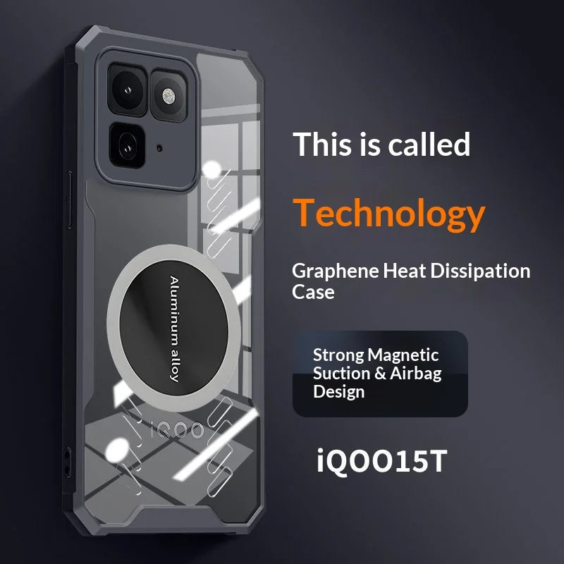 Luxury Magnetic Transparent Cooling Phone Case with Shockproof Bumper