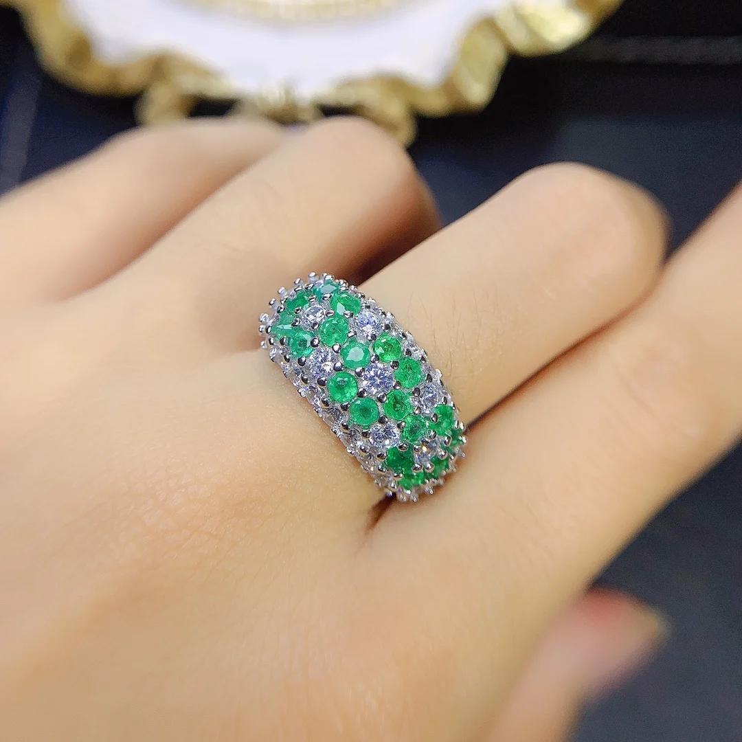 High Jewelry Natural Emerald 925 Sterling Silver New Women's Rings Presence  Test Luxury Jewelry Color Jewelry Rings Wholesale