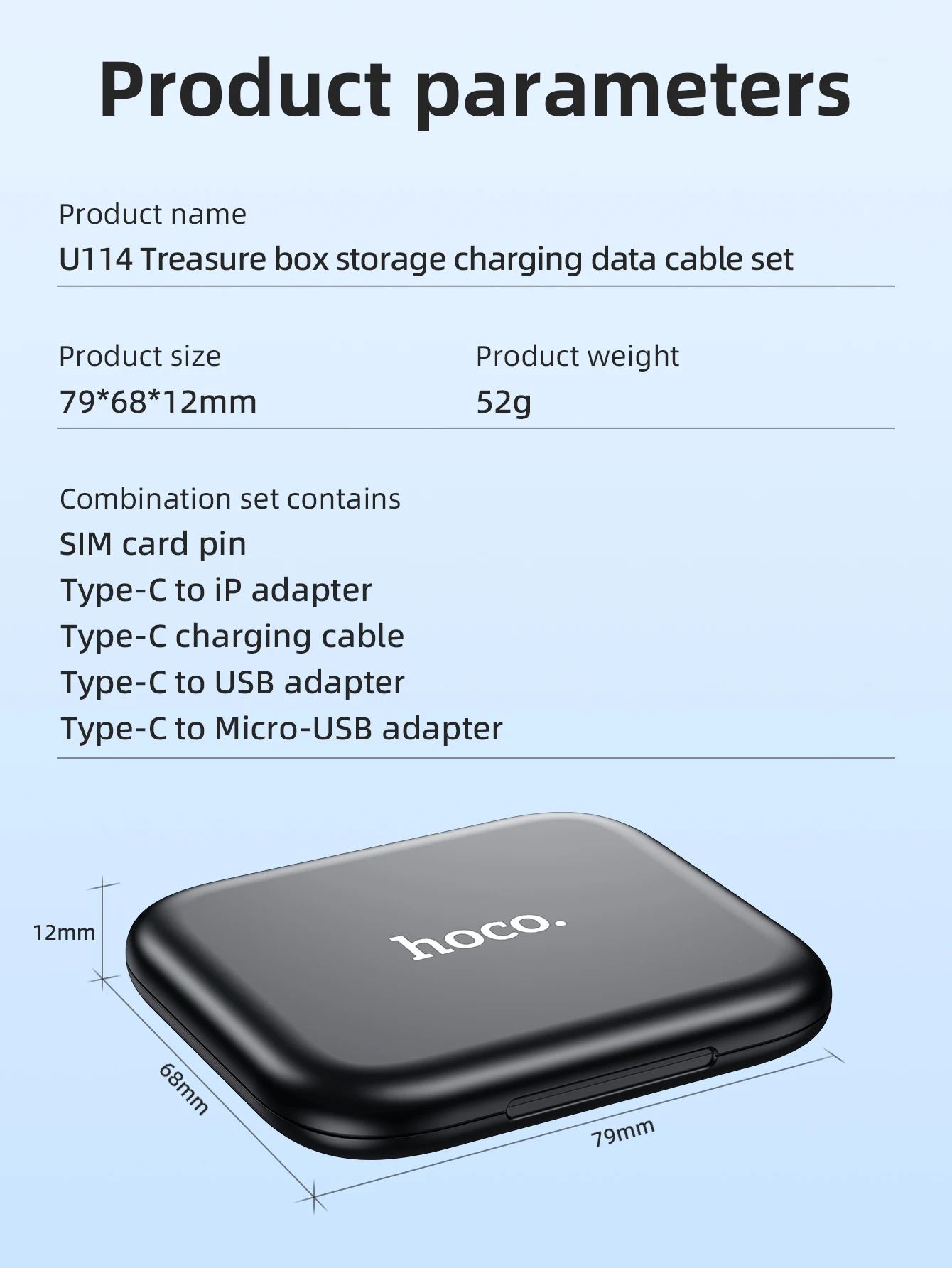 HOCO U114 60W Multifunction Charging Cable Kit with Portable Case