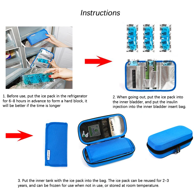 Insulin Pen Medical Cooler Bag Carrying Case Portable Medical Cooler Bag Cooling Protector Zip Travel Pocket Packs