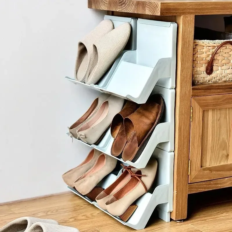 1PC Multi-layer Nordic Plastic Shoe Rack Simple Household Assembly Dustproof Organizer Display Shelf
