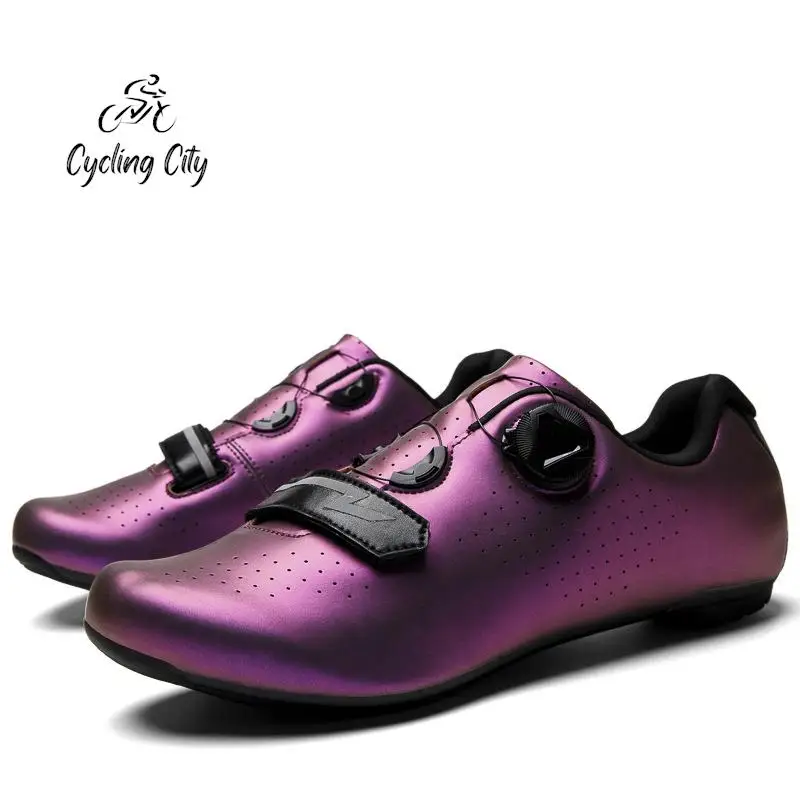 Cycling City Lockable Bicycle Cycling Shoes Bicycle Lock Shoes Men's Road Colorful Sneakers Striped