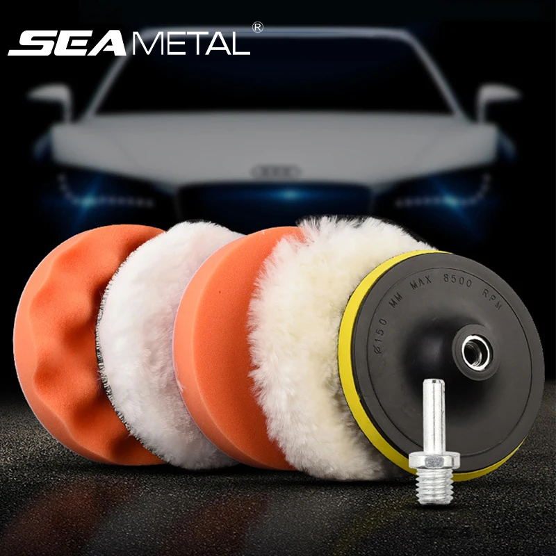 Car Polishing Pad 6pcs/set Car Polishing Sponge Pads Kit Foam Pad Kit Polishing Machine Wax Pads 3/4/5 Inch for Removing Scratches SEAMETAL