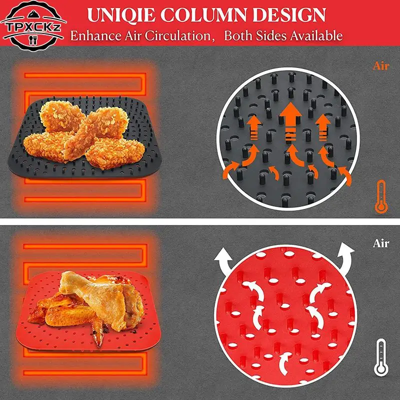 Silicone Air Fryer Liner Mat Steamer Pad Baking Inner Liner Cooking Mat For Kitchen Accessories Round Square
