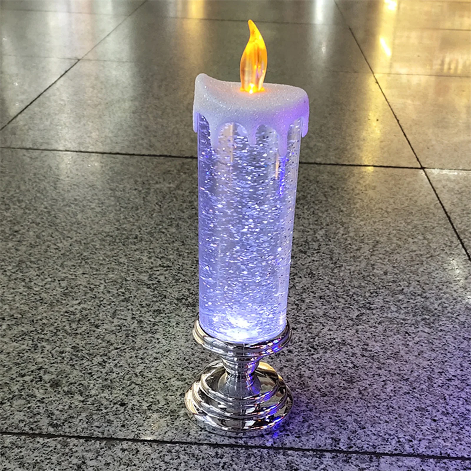 As Is 13 Illuminated Glitter Pedestal Candle by Valerie