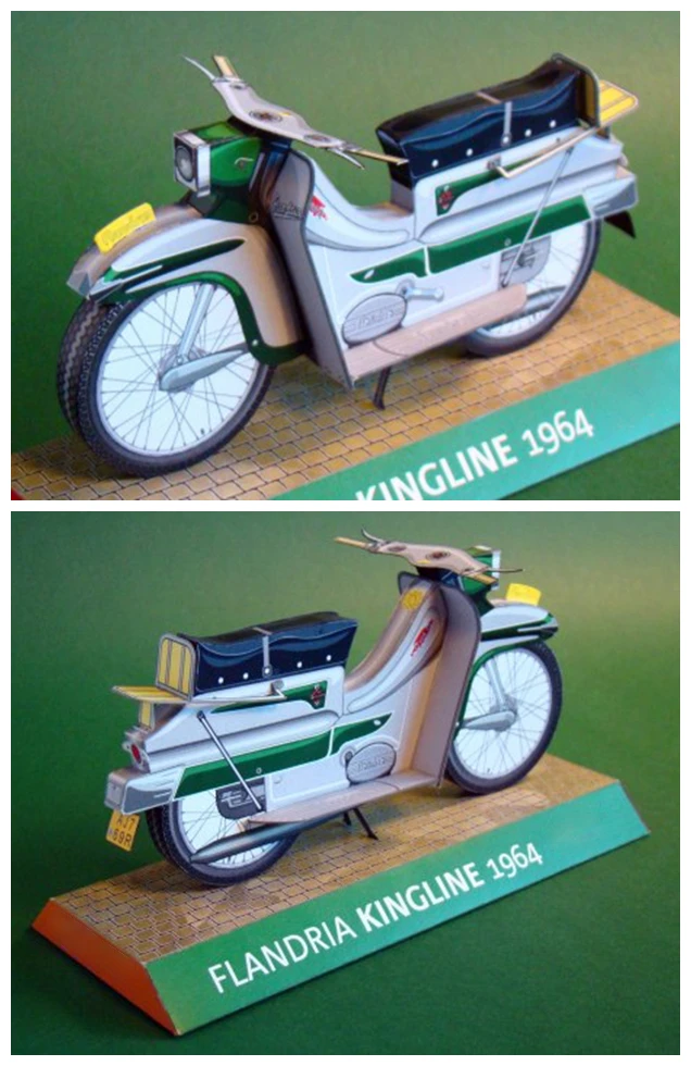 Flandria Kingline 1964 Sctooer Motorcycle Handcraft Paper Model Kit Handmade Toy