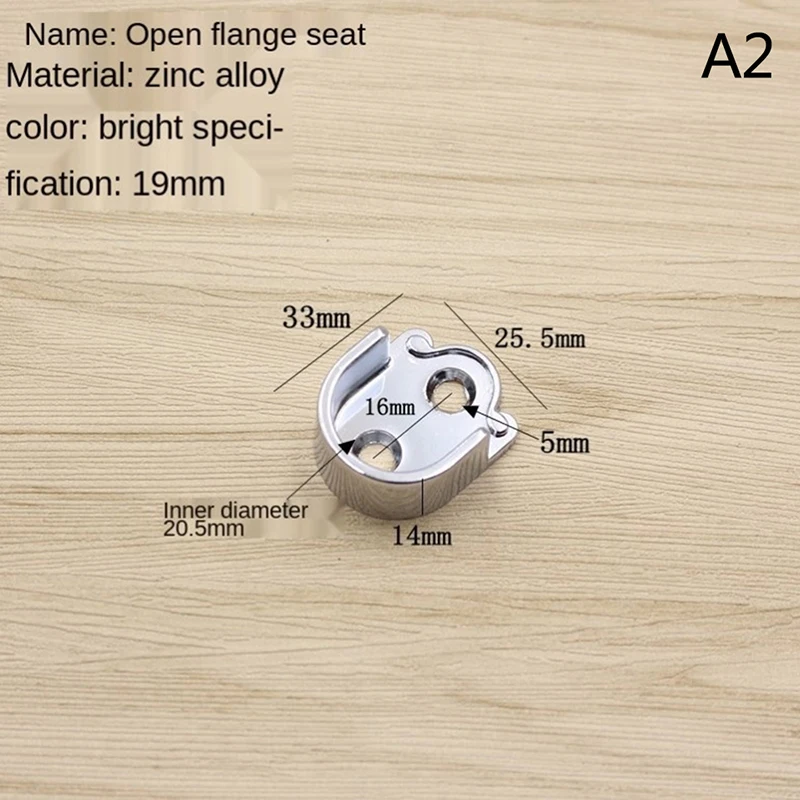 Description Picture 6 of item1 Pcs 16/19/22/25mm Diameter Stainless Steel Closet Rod Wardrobe Pipe Curtain Hanging Rail Rod End Support U-Shaped Rod Bracket