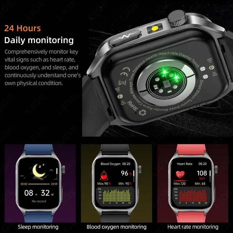 LIGE ECG+PPG Smart Watch 650nm Dual Probe Laser Health Conditioning Women Uric Acid Blood Lipid Blood Pressure Man Smartwatch