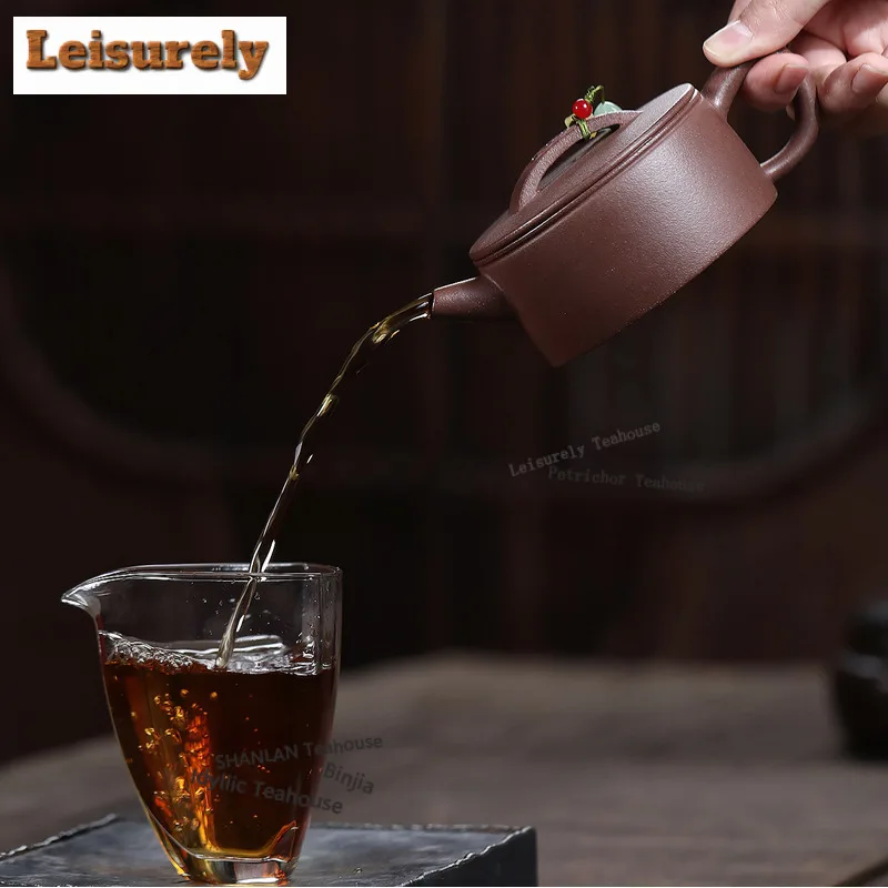 200ml Aesthetic Yixing Purple Clay Teapots Handmade Large Caliber Pot Raw Ore Peach Blossom Mud Tea Infuser Kettle Zisha Tea Set