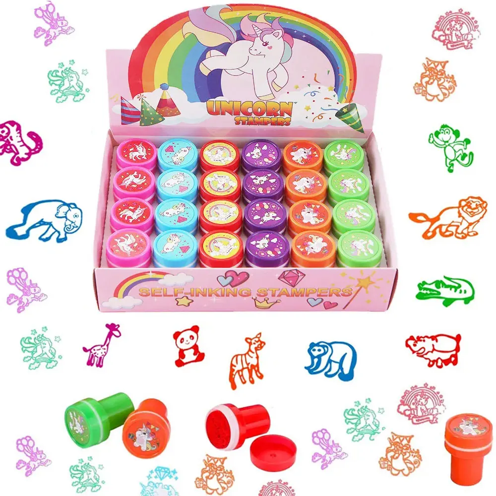 2/24pcs Assorted Stamps Kids Self-ink Stamps Children Toy Face Seal Scrapbooking DIY Painting Photo Album Decor self ink stamps