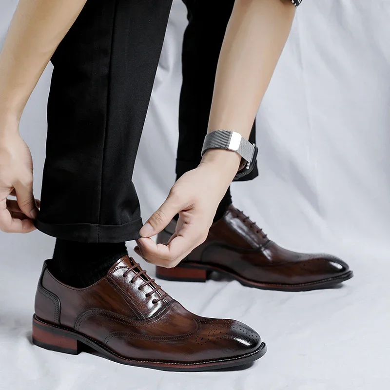 

Fashion Leather Boots Lace Up Ankle Boots Low Heels Men Casual Platform Chelsea Boots Men's Boots Wedding Shoes Winter Plush