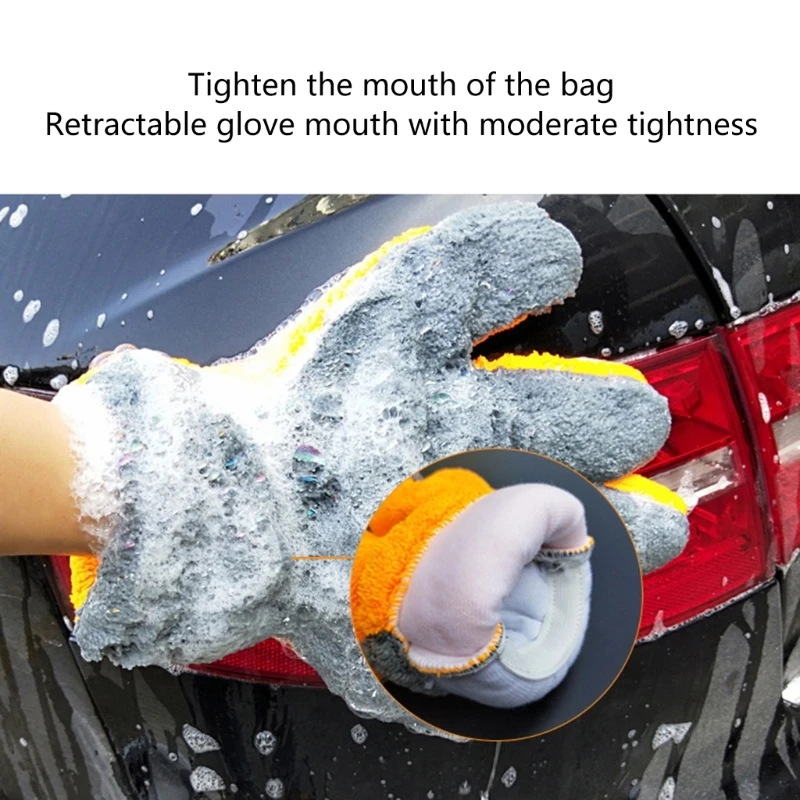 Microfiber Car Wash Mitts, Soft Vehicle Cleaning Gloves Double Sided High Absorbency Nonscratch Mitts for Easy Handling