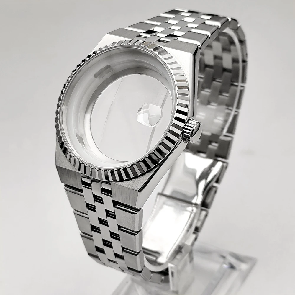 Premium Men's Watch Silver Case with Sapphire Dial and Full-Body Mirror Box
