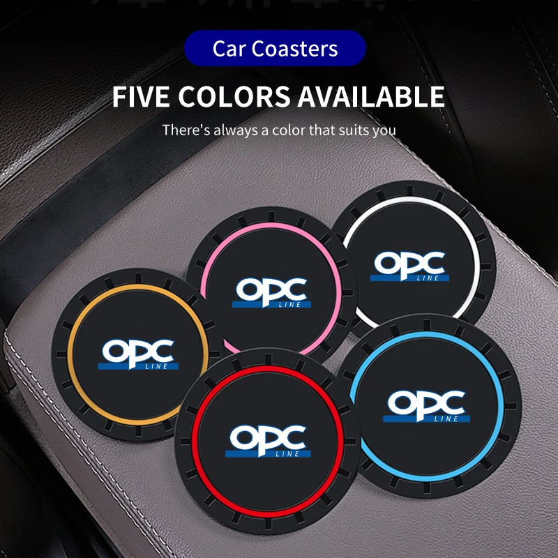 2PCS Car Coasters Water Cup Slots Non-Slip Mat Waterproof Cup Pad For OPEL OPC Line Zafira Corsa Insignia Mokka Regal Grandland