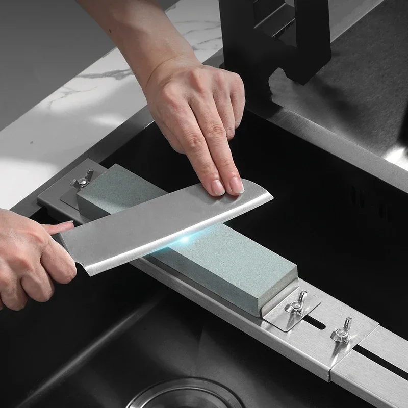 Support Réglable En Inox Pour Pierre à Aiguiser – À Fixer Sur L'évier, Antidérapant, Compatible Avec La Plupart Des éviers