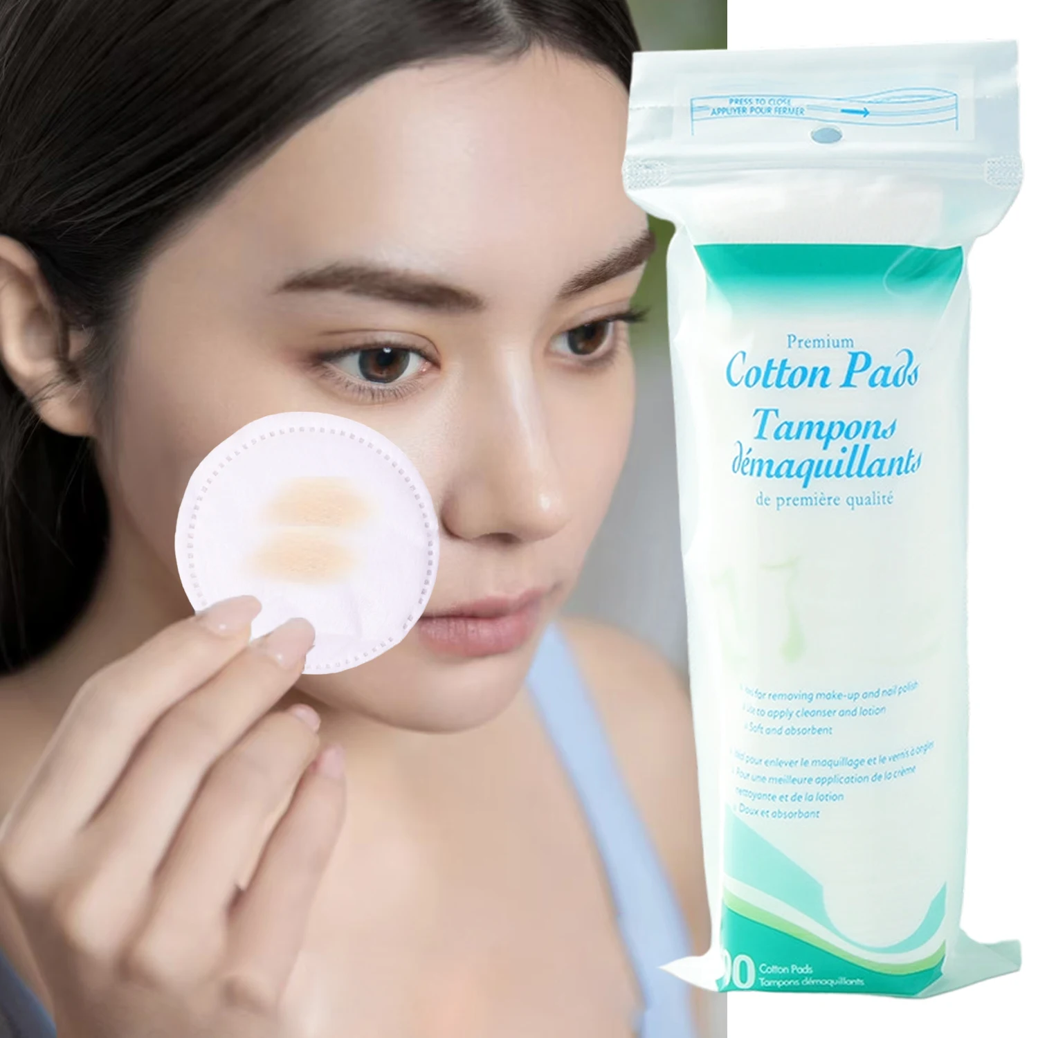 Description Picture 6 of itemDisposable Soft and Breathable Circular Makeup Remover Pads Doubles Sided Cotton Pads Non-Irritating for Daily Facial Cleaning