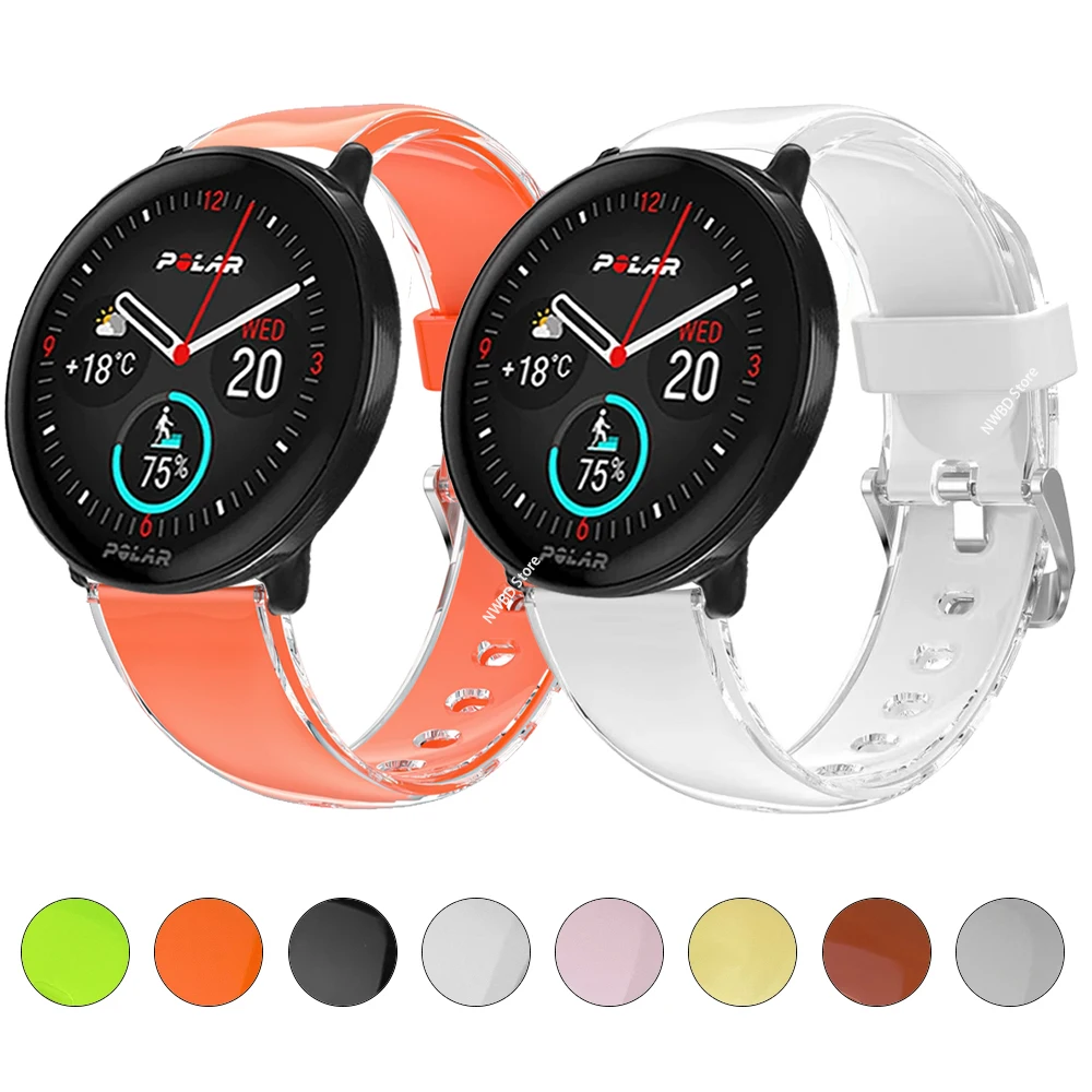 20 22Mm Band Per Polar Grit X Pro Titan/Vantage M2 Ignite 2/Unite Strap Per Polar Pacer Bracciale In Silicone Cinturino Trasparente