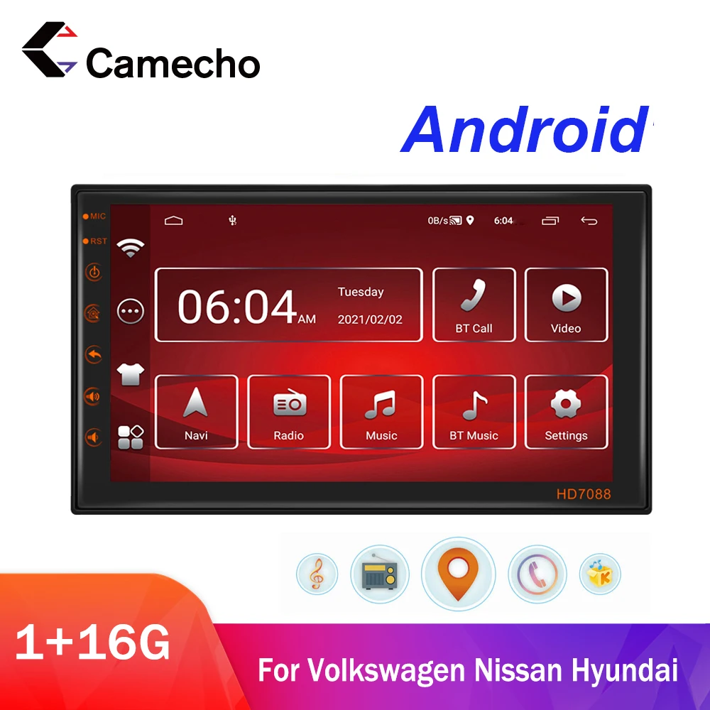 Автомагнитола Camecho универсальный мультимедийный видеоплеер на Android 9 с 7