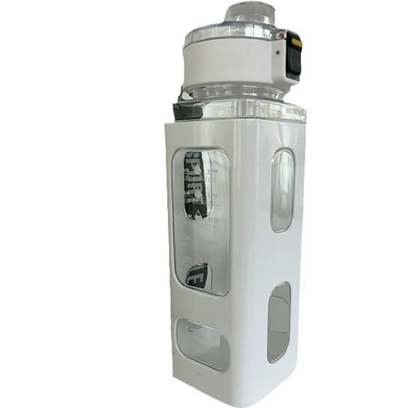 900ml Plastic Water Bottle Leak Proof Square Cup Sports Bottle with Lockable Lid and Measurements for Outdoor Sports Travel Cup