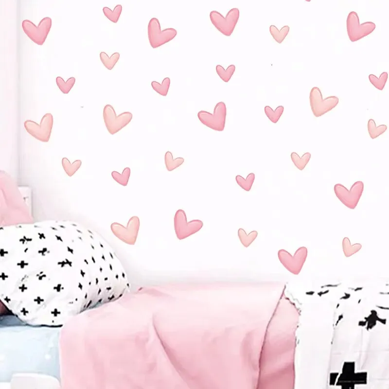60Pcs Soft Heart Shape Wall Stickers Waterproof Removable PVC Kids Room Kindergarten Home Decoration
