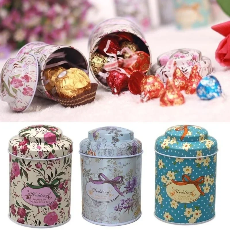 Tea Tin Box Vintage Palace Iron Storage Can Candy Cosmetics Storage Box Metal Can Tea Coffee Sugar Jars Gift Organizer