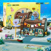 Spongebob Cartoon Krusty Krab Restaurant Building Blocks Creative Canteen Scenes Model Bricks Desktop Ornaments Toy For Kid Gift 2